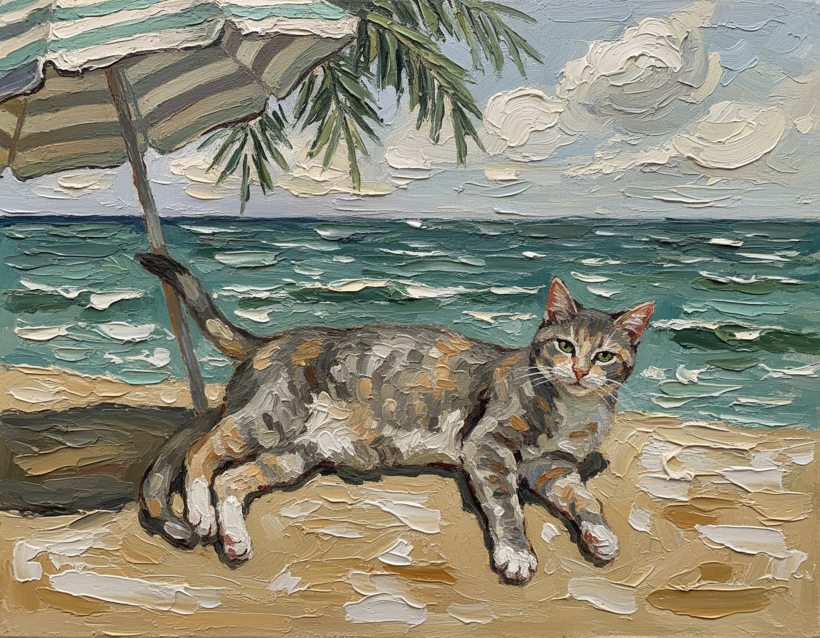 Beach Holiday Oil Painting poster